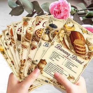 20 Chiếc Vintage Cổ Điển Công Thức Làm Món Tráng Miệng Bưu Thiếp Có Hình Minh Họa Hướng Dẫn Làm Bánh Trang Trí Tường Nhà Bếp Thẻ Ghi Chú Quà Tặng
