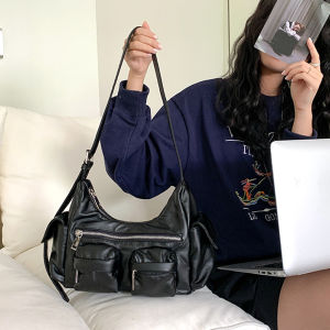 Women Leather Tote Handbag Soft PU Satchel Sling Bag Large Capacity Multi-Pocket Purse Crossbody Hobo Bag Girl Stylish Purse