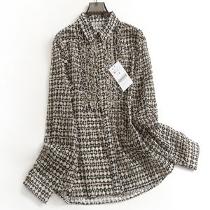 เสื้อเชิ้ตผู้หญิงแขนยาวพิมพ์ลายคอปกสไตล์ใหม่ฤดูใบไม้ร่วงปี 2024 เสื้อเชิ้ตผ้าชีฟองแฟชั่นระดับไฮเอนด์ G383