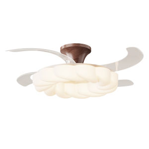 GUJIA | Vintage Walnut Cream Invisible Ceiling Fan Light
