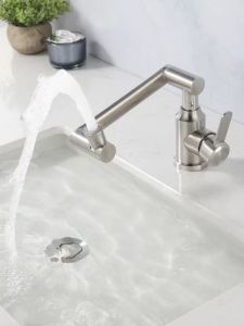 Vòi Rửa Chén Inox 304 Lạnh Nước Nóng Xoay Được Cơ Tay Lưu Vực Chống Bắn Trên Chậu Rửa Tập