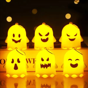 Halloween Ghost Keychain Light LED Hanging Ghost Pendant Glowing Party Ghost Light Gifts Home Halloween Decor