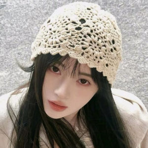 หมวกถักลายลูกไม้แบบสวมหัว ทรงกลม ผ้าฝ้าย ฤดูใบไม้ผลิและฤดูร้อน สำหรับทุกวัย หมวกแฟชั่นสำหรับเด็กและเยาวชน