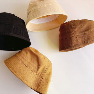 หมวกบัคเก็ตแฮทสีทึบหมวกเด็กอ่อนสำหรับฤดูร้อนฤดูใบไม้ร่วงและฤดูร้อนกลางแจ้งหมวกชาวประมงเด็กเด็กหญิงเด็กชายปานามา
