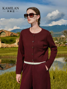 Kamilan French Style Short Knitted Woolen Cardigan Womens Autumn New Fashion Street Style Long Sleeve round Neck Coat