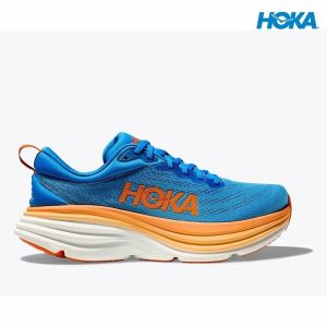 2024 Ready hoka men bondi 8 wide running shoes - coastal sky / vibrant orange UODE