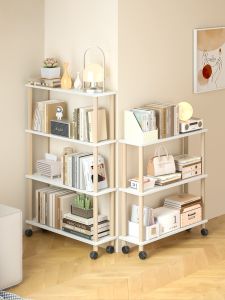 Narrow Bookshelf 20cm Floor Shelf Sofa Rear Gap Storage Small Bookcase Movable Non-Occupying Bookshelf