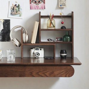 YUANSHI YUANSU | Solid Wood Desktop Shelf Walnut