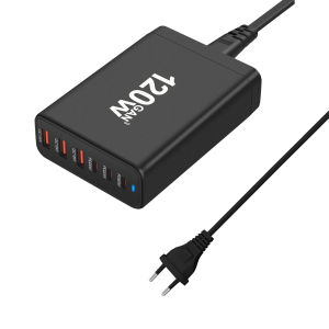 Sạc Đa Cổng 120W GAN Hub 6 Cổng Sạc Nhanh Type-C Cho iPhone Samsung Xiaomi Với Giao Thức Sạc Nhanh Qualcomm
