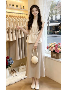 Shalldoer | Slim Fit Pure Color Simple Design Summer Skirt Set