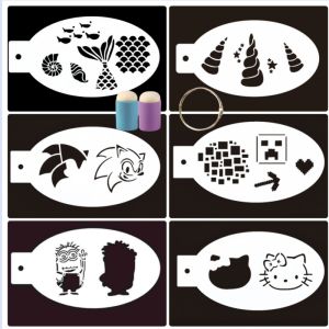 แม่พิมพ์ทาสีหน้าเด็ก Hellokitty Sonic My World แม่พิมพ์ทาสีหน้าแบบโปร่งใส อุปกรณ์แต่งหน้าสำหรับเด็ก อุปกรณ์เสริม