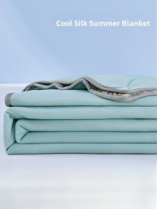 Summer Ice Silk Cooling Quilt Washing Machine Washable Air Conditioner Single Thin Quilt 2025 New Core Filling Fiber Polyester