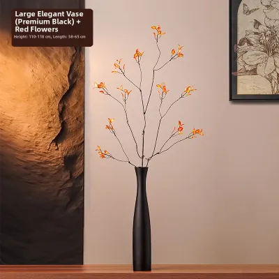 MEIWEISI | Ceramic Tall Nordic and Song Style Black and White Vase for Dried Flowers