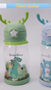 Botol Minum Anak Sippy Kartun Kreatif Anti-tumpah Mulut Lebar Botol Susu Bayi dengan Botol Sedotan dengan Tali Bahu 250ml 280ml 300ml 400ml