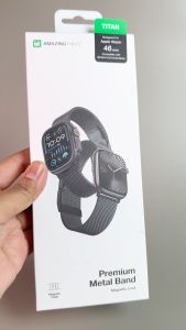 AMAZINGTHING Titan Premium Metal Strap of Apple Watch for ALL SIZE - Titanium/ Black
