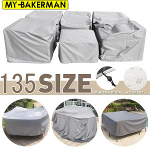 210D Heavy Duty Waterproof Patio Furniture Cover Rectangular Garden Rain Snow Outdoor Cover for Sofa Table Chair Wind-Proof