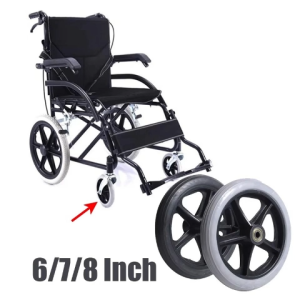 6/8inch Bearing Wheelchair Front Wheel Replacement Rubber Solid Tire 8mm Hole
