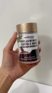 Bellevine Psyllium Husk Capsules 500mg 60s | Natural Dietary Fiber Supplement | For Gut Health Anti-Bloating & Regular Bowel Movement