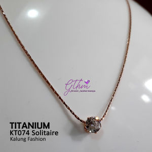 Kalung Titanium Solitaire Simple Mewah Anti Karat Perhiasan Fashion Import Premium kt074