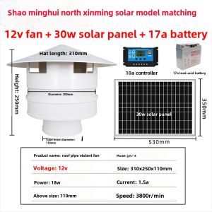 Solar 12V DC Brushless Violent Fan 110/160/200 Pipe Roof Ventilation Ventilator Ventilating Fan