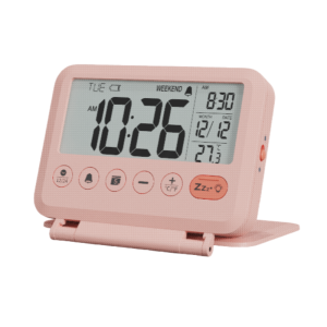 LCD Digital Alarm Clock Battery Powered Desktop Clock Calendar Temperature Display 9 Minutes Snooze Travel Portable Clock