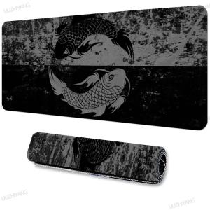 Yin Yang Koi Fish Desk Mat Non-Slip Rubber Base Washable Cloth Surface Large Mouse Pad