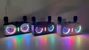 A922 Wireless Bluetooth Speaker with 2 UHF Microphones Portable Karaoke Owl Microphone All-in-One Outdoor Portable Karaoke Speaker