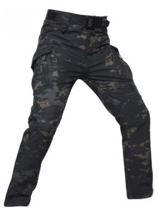 Outdoor Soft Shell Tactical Pants Mens Autumn and Winter Thick Windproof Waterproof Camouflage Tactics Military Fans Hiking Loose Cargo Pants