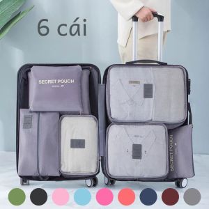 Bộ 6 Túi Du Lịch Nữ Tổ Chức Di Động Oxford Vali Bảo Quản Quần Áo Giày Hình Chữ Nhật Thân Thiện Với Môi Trường Túi Hành Lý