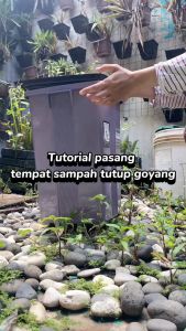 Yutaka Tempat sampah tutup goyang 42 Liter - Keranjang dustbin tong segi empat abu abu 42 L