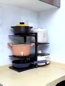 Kệ Góc Bếp Chữ L 4+3 Khay Thép Carbon Dày Kệ Để Xoong Nồi Chịu Lực 50kg Tầng Điều Chỉnh Khay Rời