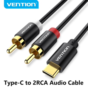 Vention | Vention USB C To 2RCA Audio Cable Type C to RCA Male Jack Plug Adapter Y Audio Splitter for iphone 17 16 DVD Speaker Auxiliary