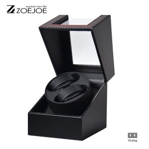 ZOEJOE Watch Winder Pu Leather Automatic Watch Winders With Glear Cover Low Noise US Plug Watch Box Birthday Gifts For Friends