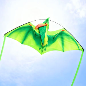 Pterodactyl Kite Green - 137cm Large Wingspan Lightweight Durable Fabric Easy Fly Vivid 3D Design for Outdoor Wind Activities
