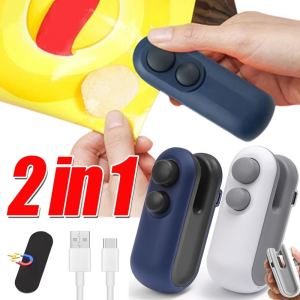 2 in 1 USB Rechargeable Food Bag Sealer / Portable Handheld Vacuum Food Sealer / Sealing Machine for Snacks and Vegetable Fresh Storage / Mini Bag Sealing Machine