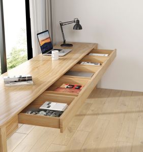 Solid Wood Study Desk Simple Modern White Wax Wood 1 Meter with Drawer Office Computer Desk Long Strip Natural Wood Desk