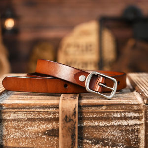 ใหม่ ผู้หญิง ของแท้ เสื้อท่อนบน เข็มขัดหนังวัวชั้น เรียบง่าย หลากหลาย Pure หนัง หัวเข็มขัดแบบพิน ลำลอง เดนิม กางเกงยีนส์ หัวเข็มขัดโลหะผสมที่ทนทาน