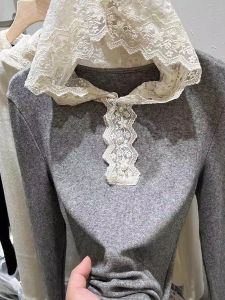 Áo Thun Dài Tay Thời Trang Cỡ Lớn Có Mũ Trùm Đầu Áo Thun Nữ Áo Lót Bên Trong Mùa Xuân Thu Thời Trang Áo Thun Cotton Thoáng Khí