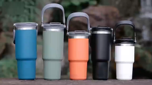 Eco-Friendly Stainless Steel Tumbler With Handle Insulated Thermos Mug Water Bottle Vibrant Colours Range