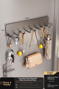 Auzzo | Magnetic Wall-Mounted Storage Rack for Entryway Keys Shoes Umbrellas
