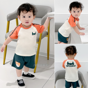 Boys Short Sleeve T-Shirt Pure Cotton Thin Summer Outdoor Suit Cartoon Kids Fashion Cool Clothing Set Baby Toddler Children Wear