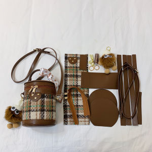 Handcrafted Bucket Bag Material Kit Fashionable Shoulder Crossbody Bag for Girlfriend DIY Water Bucket Bag Soft PU Leather