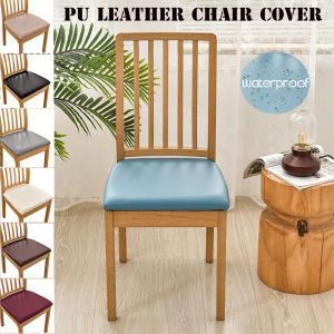 Chair Seat Covers for Dining Room PU Leather Square Chair Cover Waterproof Slipcovers Removable Chair Seat Cushion