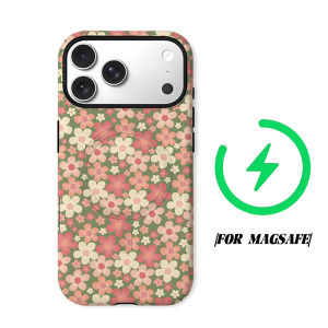 BILIBILI | green pink daisy floral Phone Case for iPhone 18 17 16 15 14 13 12 11 Air Pro Max Plus Double-layer Cover