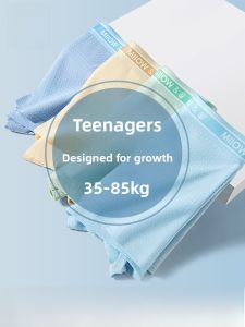 MiiOW | Teenage Boys Cotton Boxer Shorts Antimicrobial Mid-Waist Sport Style Underwear For Junior And High School Students Large Size
