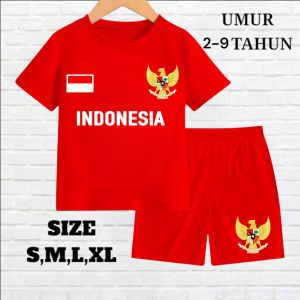 SETELAN ANAK LENGAN PENDEK MOTIF 17 AGUSTUS KEMERDEKAAN INDONESIA 2-9 TAHUN