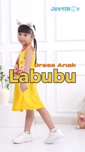 Dress Baju Anak Perempuan Labubu The Monster Full Printing Umur 2 - 6 Tahun