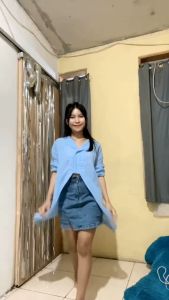 posy atasan wanita Bona blouse stripe Hoppy Kemeja stripe wanita motif salur