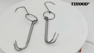 2pcs Roast Duck Bacon Hams Hook Cooking tools BBQ Storage Hanger Bread Hook Stainless Steel Double Meat Hooks Durable