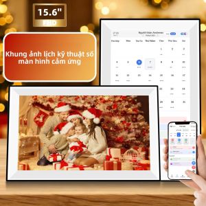Khung Ảnh Kỹ Thuật Số Thông Minh 156 Inch Với Lịch Và Bảng Kế Hoạch Công Việc Màn Hình Cảm Ứng Tương Tác Có Thể Treo Tường Hoặc Để Bàn Thiết Kế Dành Cho Gia Đình Tích Hợp WiFi
